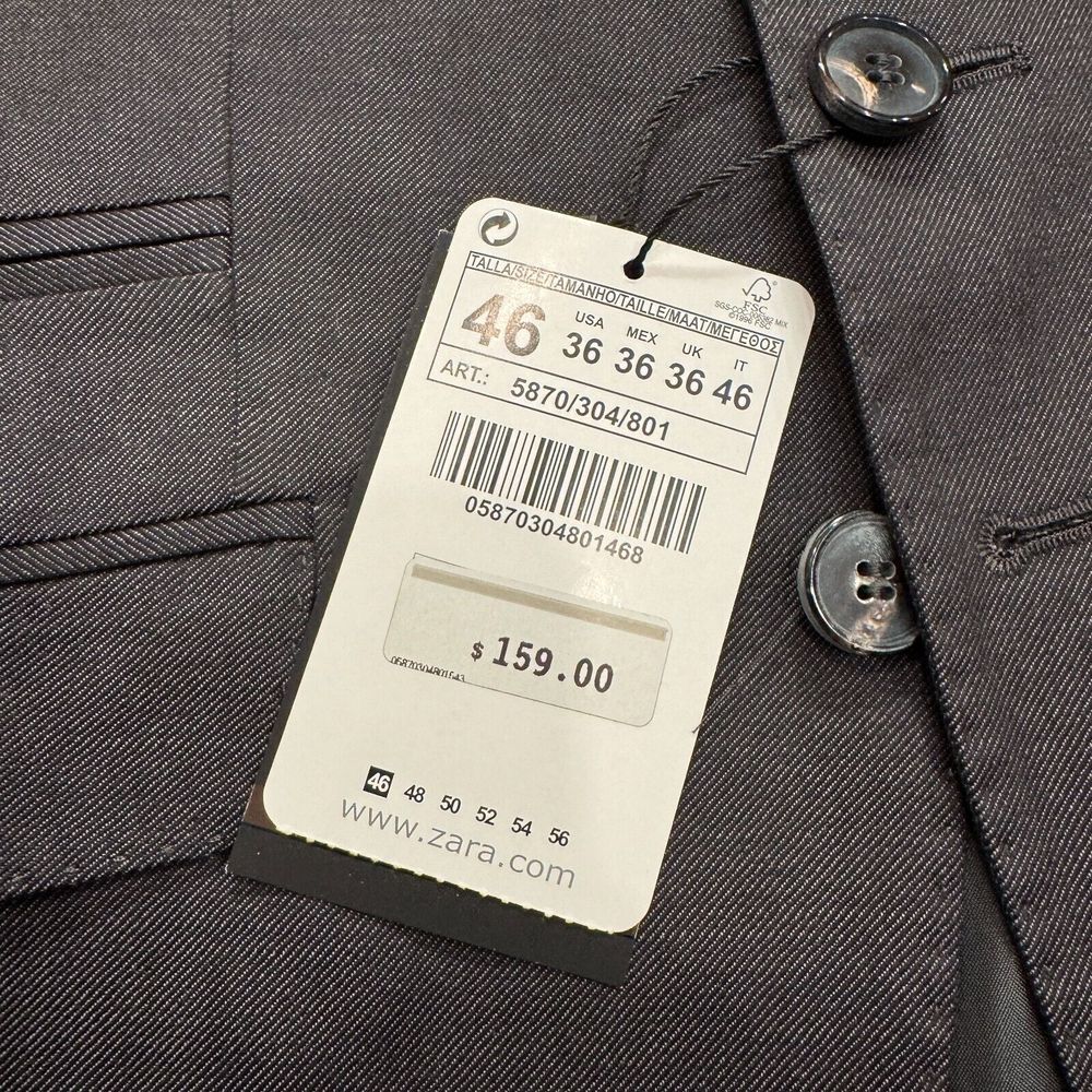 Zara Men's Dark Charcoal Single-Breasted Blazer - Picture 3 of 16
